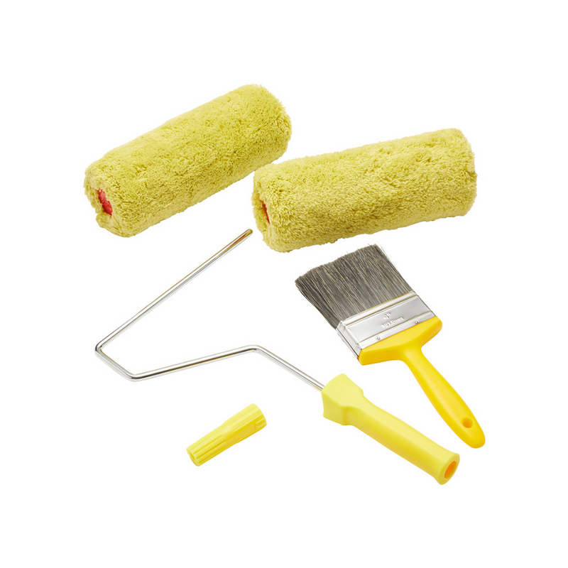 ProDec 6 pc Twin Head 10" Long Pile Padded Masonry Roller, 4" Brush & 4'-8' Pole Set