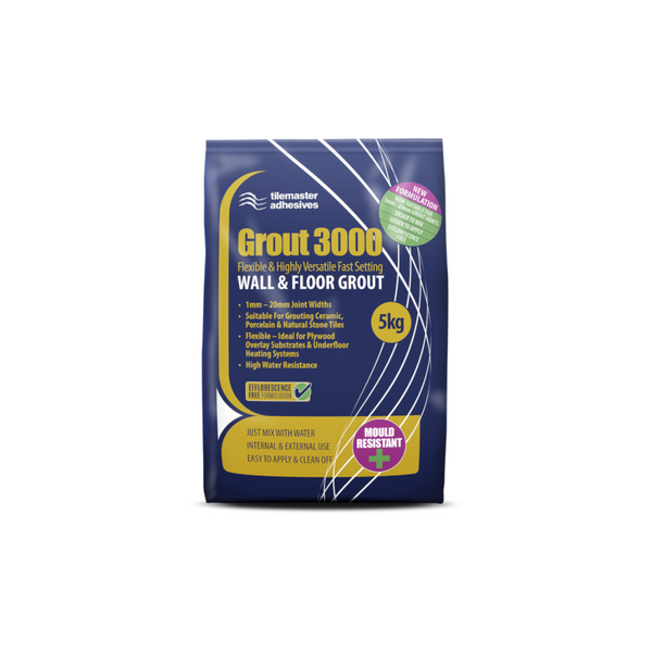 Tilemaster Grout 3000 Highly Flexible Wall & Floor Grout 5kg (Choice of Colour)