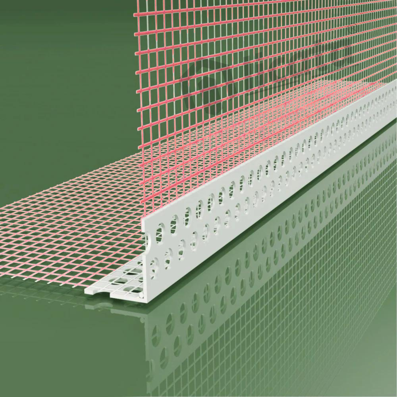 PVC Red Render Corner Bead with Mesh (2.5m) | Italian Building Centre