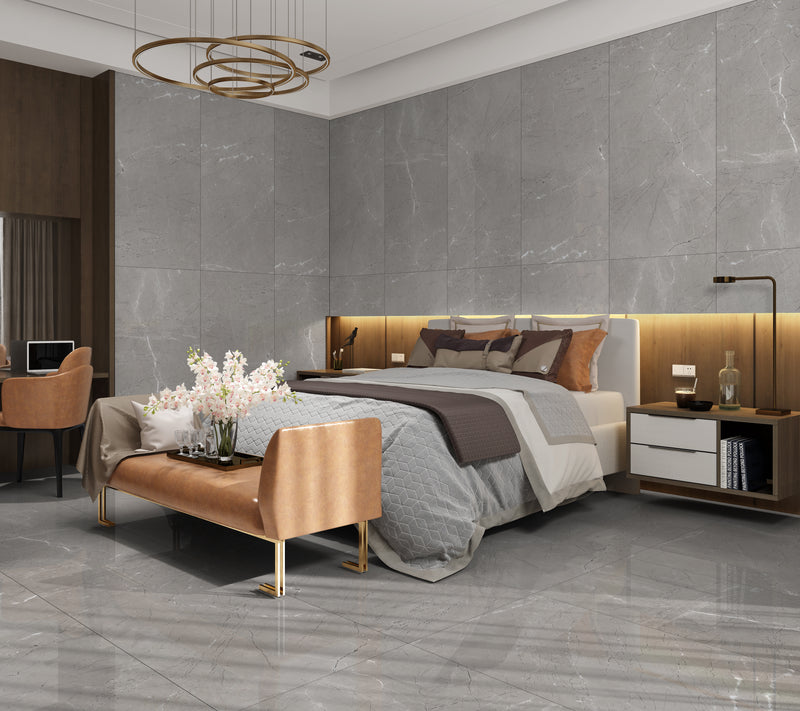 Blast Grey Gloss Porcelain Tiles - 60 x 120cm x 9mm