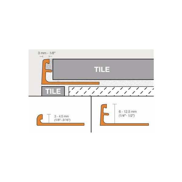 Schluter JOLLY AC Coated Aluminium Tile Trim 2.5Mtr Length