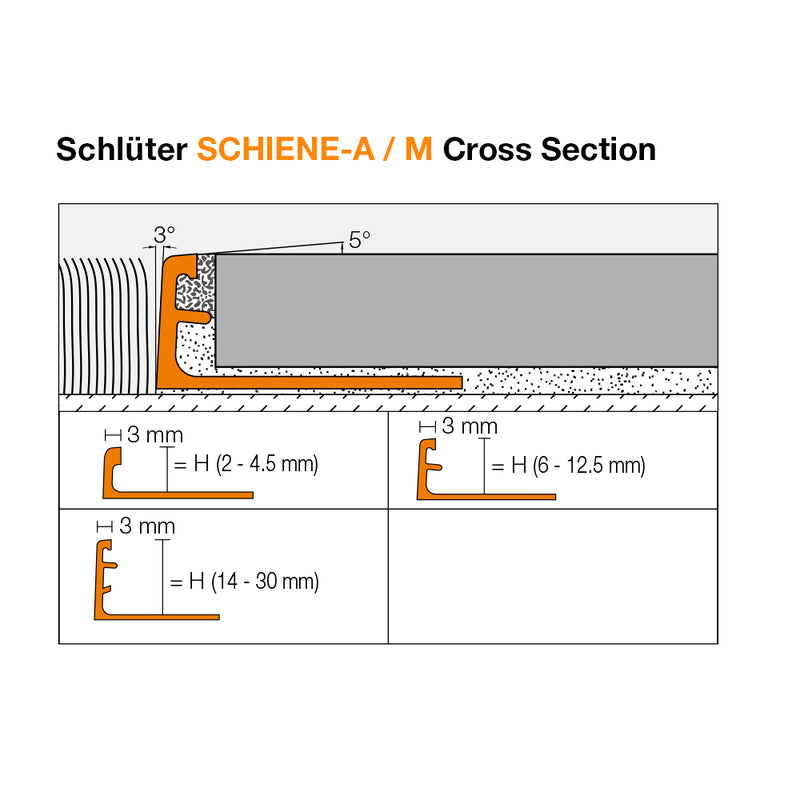 Schluter SCHIENE E Stainless Steel Tile Trim