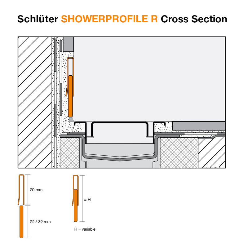 Schluter SHOWERPROFILE R Transition Tile Trim