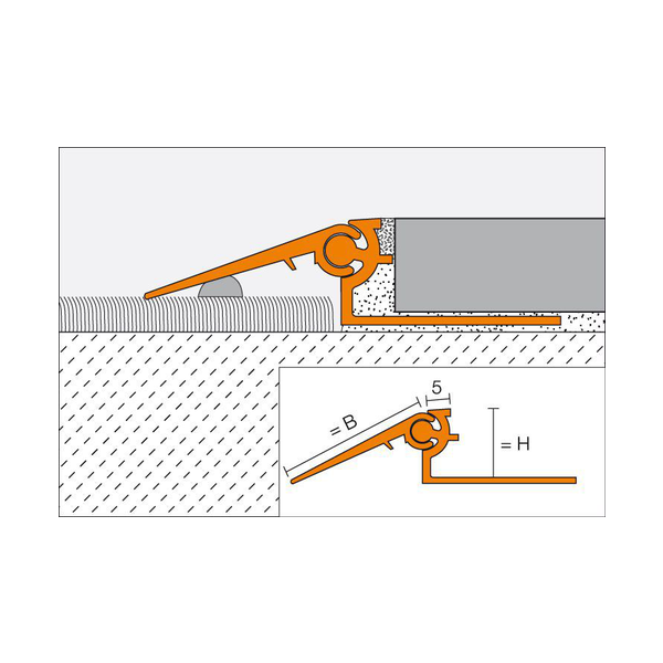 Schluter RENO AEVB Variable Ramp for Schluter RENO-V (AE) Anodised Aluminium L=2.5Mtrs