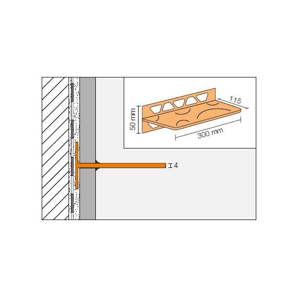 Étagère De Douche Schlüter SHELF-W-S1 - Courbe, Anthracite Foncé, 115 X 300 Mm, à Fixer Lors De La Pose Du Carrelage